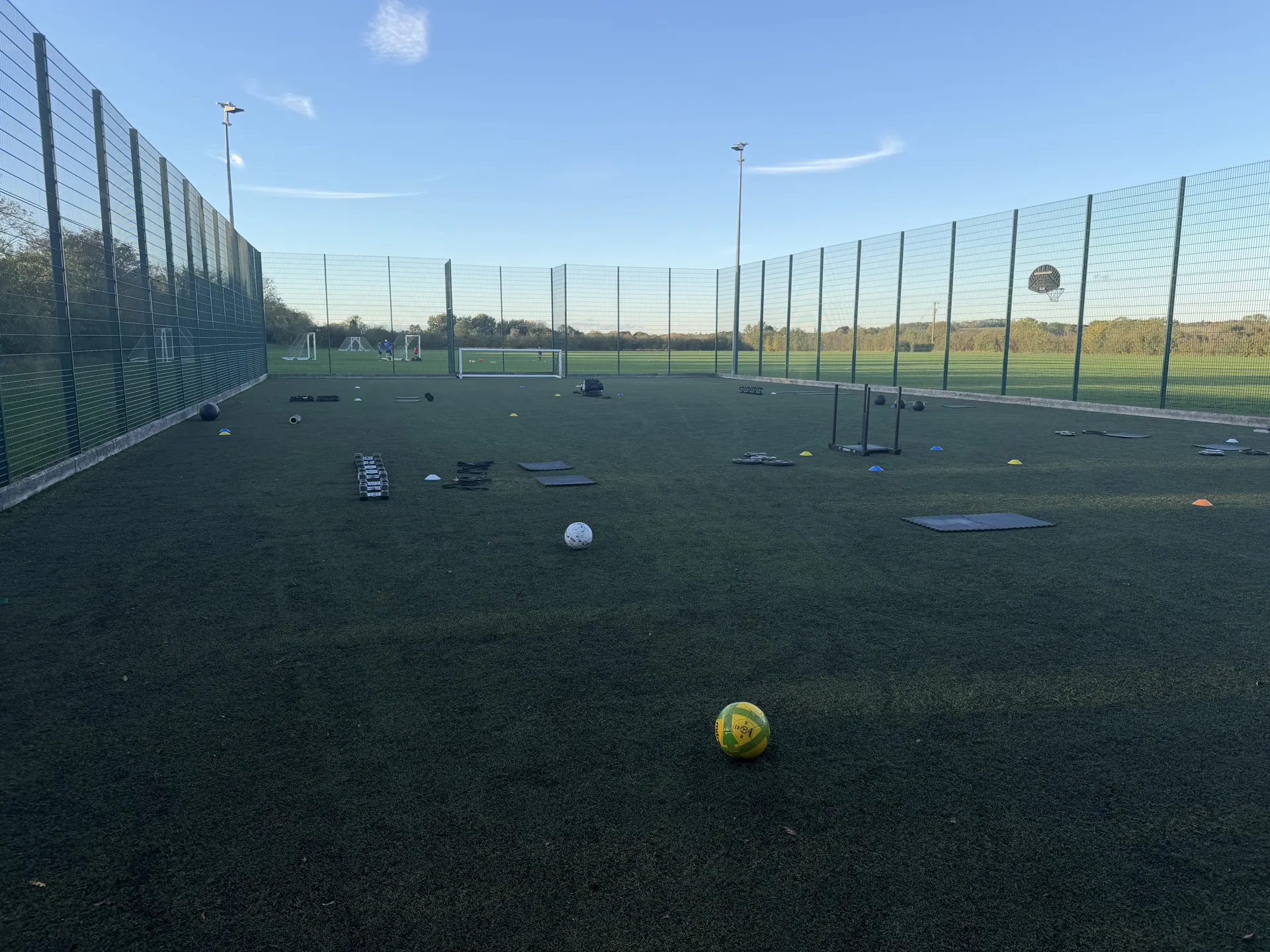 The MUGA set up for a boot camp session