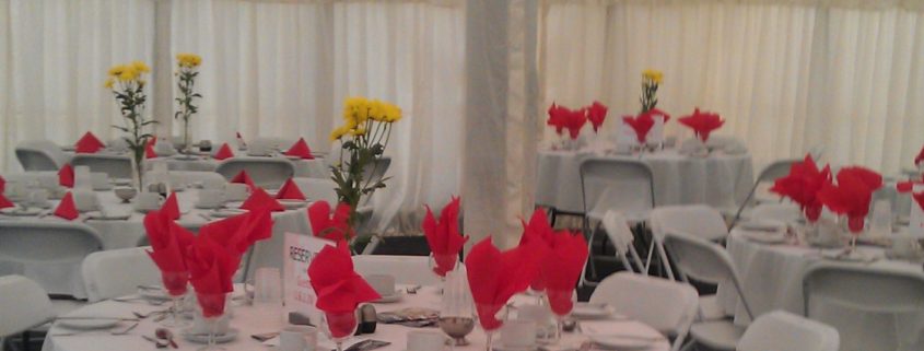 Wedding tables in the marquee