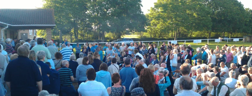 A large meeting on the field