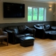 Sofas and seating in lounge bar.